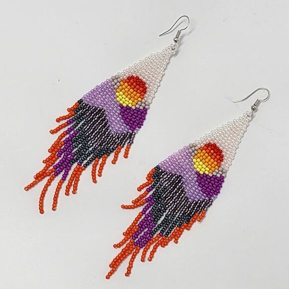 View Point Sunset Boho Beaded Earrings - Picture 2 of 4